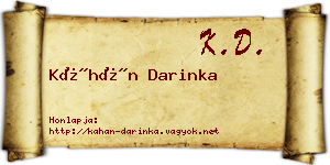 Káhán Darinka névjegykártya